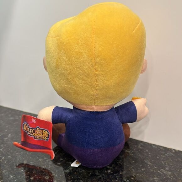 TOY FACTORY Willy Wonka Charlie Bucket Big Head 11” Plush Golden Ticket w/ Tag - Picture 5 of 12